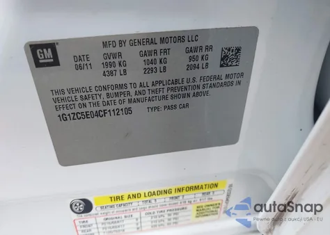 2012 Chevrolet Malibu 1Lt from USA, damaged, VIN 1G1ZC5E04CF112105